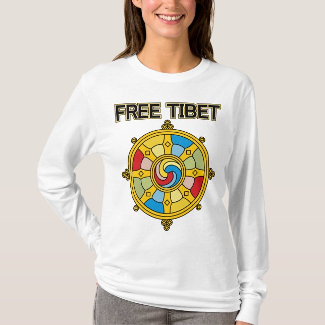 T-shirt Le Thibet libre Dharmacakra (Devant)