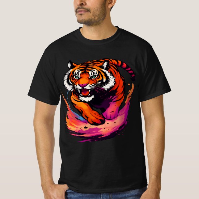 T-shirt Le tigre coloré féroce (Devant)