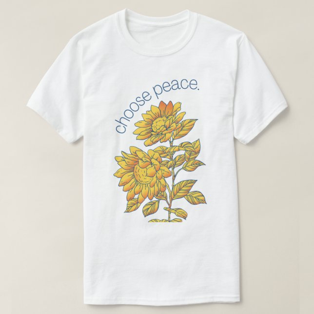 T-shirt Le tournesol ukrainien choisit la paix pour l'ukra (Design devant)