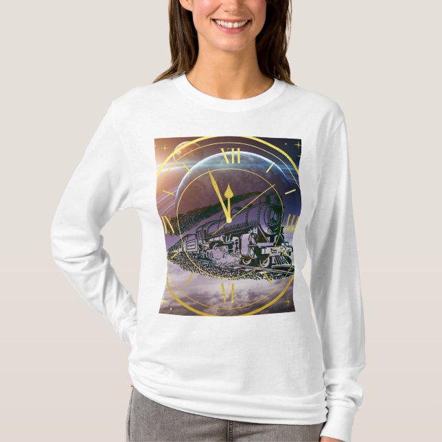 T-shirt Le train spatial traverse le temps (Devant)