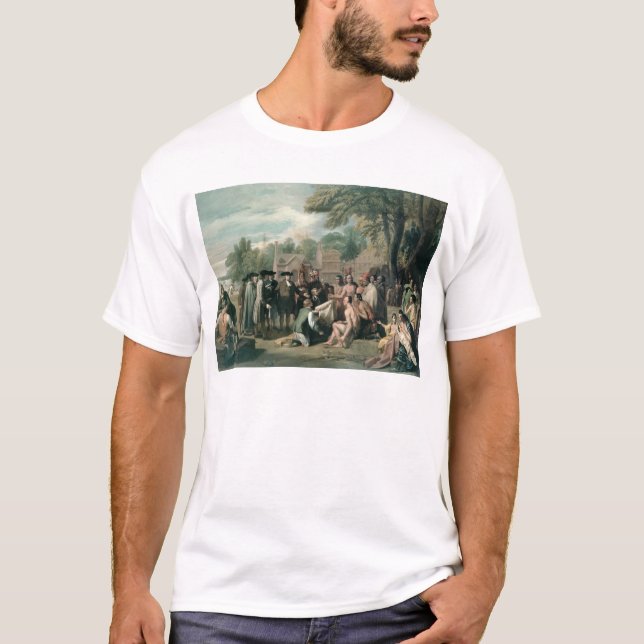 T-shirt Le Traité de William Penn avec les Indiens dedans (Devant)