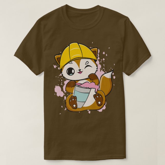 T-shirt Le Travailleur De Construction Fox Boit Du Thé De  (Design devant)