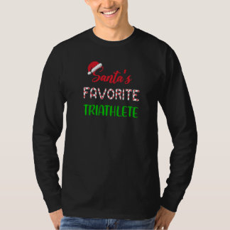 T-shirt Le triathlète préféré du Père Noël Triathlon drôl