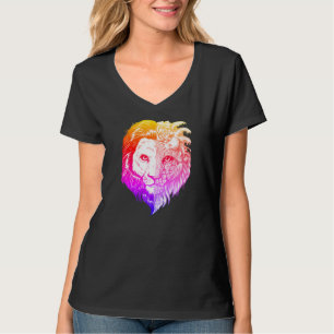 T-shirt Le V-cou de lion des femmes mystiques tirées par