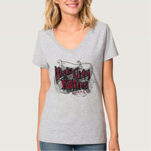 T-shirt Le V-cou de ville des femmes magiques de minous