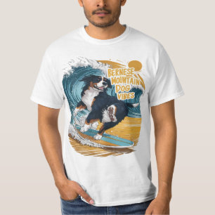 T-shirt Le Vague Rider Bernese Mountain Dog Surfing
