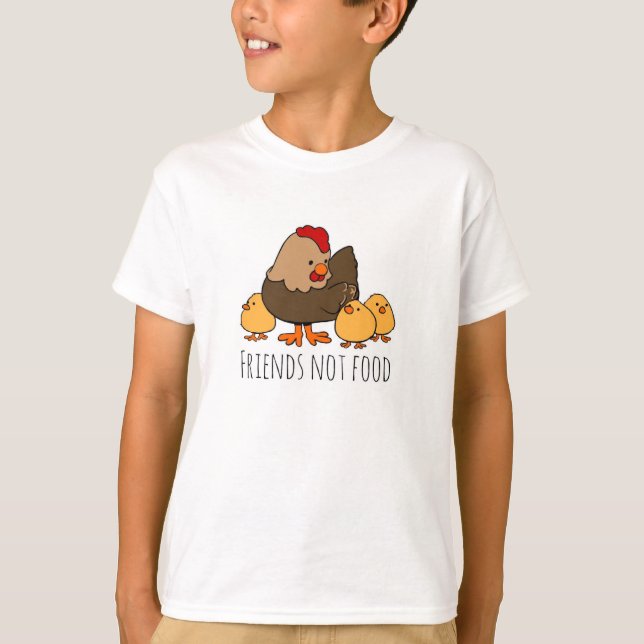 T-shirt Le végétalien de poulet de nourriture d'amis pas (Devant)