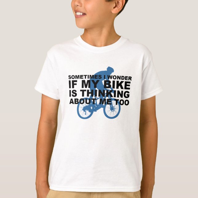 T-shirt Le vélo de recyclage drôle pense au bleu imitation (Devant)