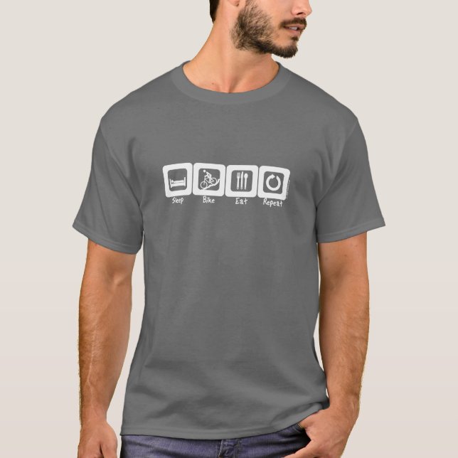 T-shirt Le vélo de sommeil mangent la répétition (Devant)