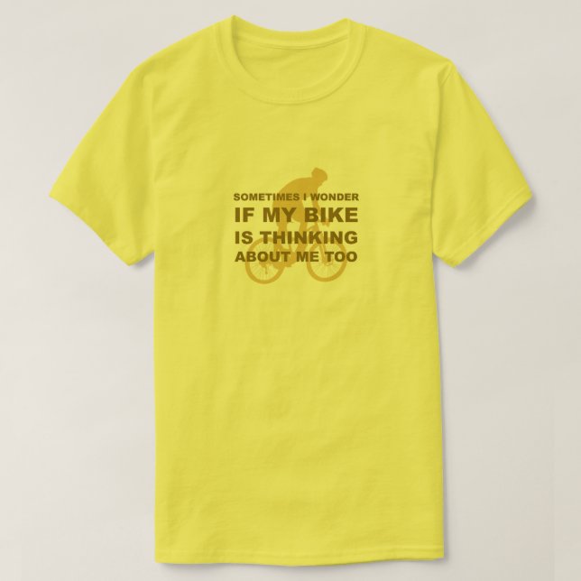 T-shirt Le vélo drôle pense au jaune de recyclage (Design devant)
