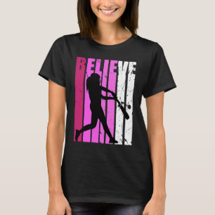T-shirt Le Ventilateur De Baseball Rose Softball Croit Mot