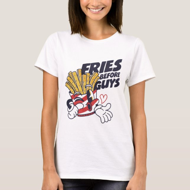 T-shirt Le véritable amour vient avec des frites (Devant)