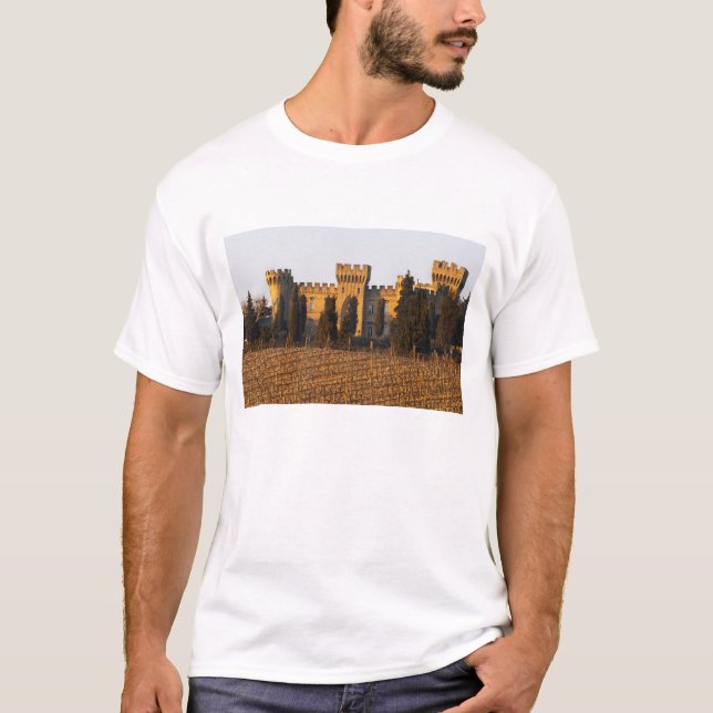 T-shirt Le vignoble avec les vignes de syrah et le château (Devant)