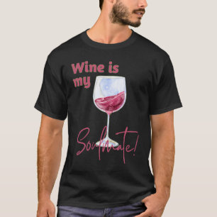 T-shirt Le vin est mon âme célibataire Saint Valentin