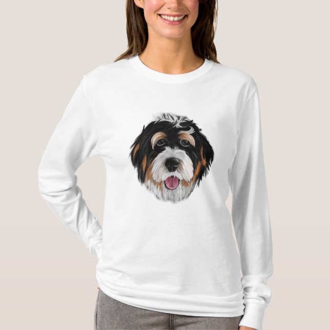 T-shirt Le visage du chien Bernedoodle (Devant)