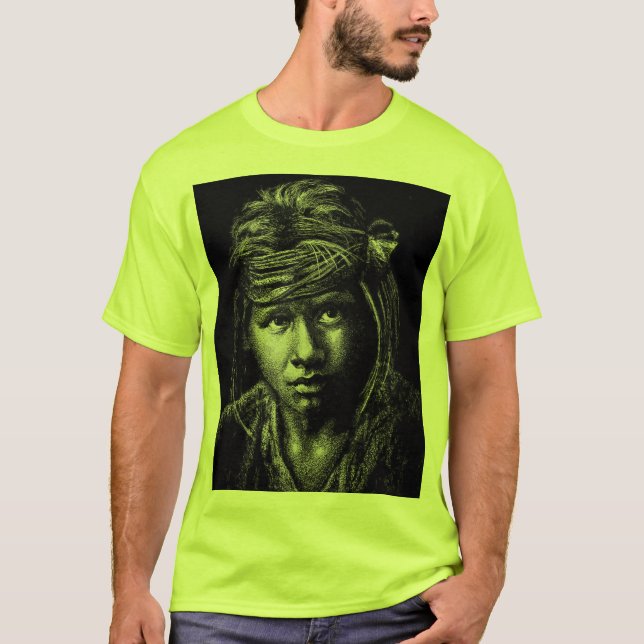 T-shirt Le visage d'un garçon américain autochtone plus gr (Devant)