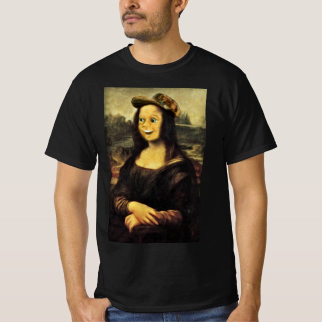 T-shirt Le visage heureux de Mona Lisa (Devant)