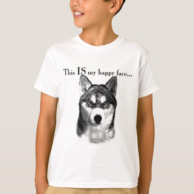 T-shirt Le visage heureux du malamute (Devant)