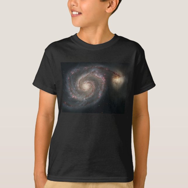 T-shirt Le Whirlpool Galaxy M51 & Companion dans l'espace (Devant)