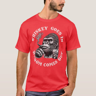 T-shirt Le Whisky Entre La Sagesse Sort Singe (Sur Dos)
