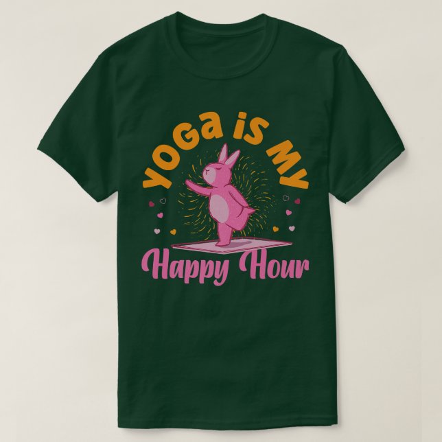 T-shirt Le Yoga Est Mon Heureuse Heure De Lapin Rose Pour  (Design devant)