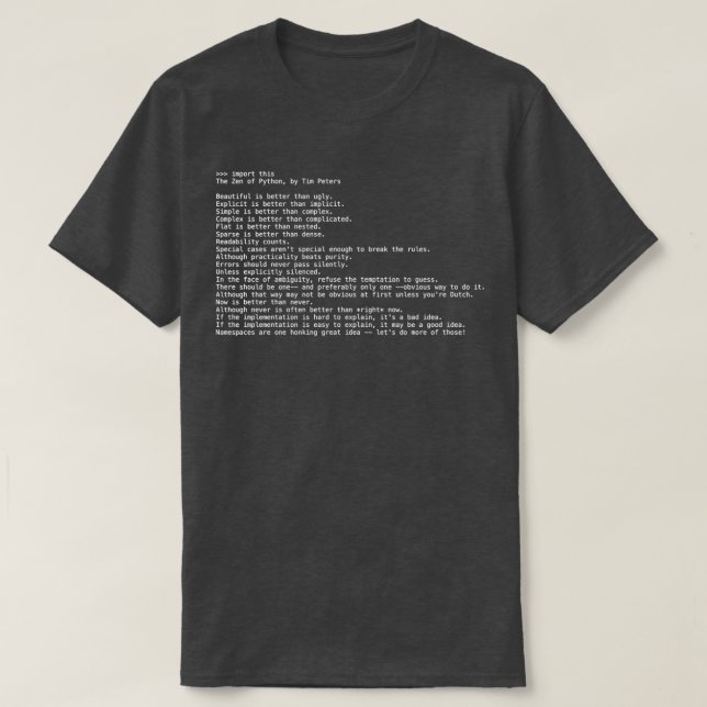 T-shirt Le zen de Python (Design devant)