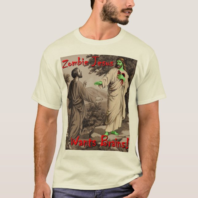 T-shirt Le zombi Jésus veut des cerveaux (Devant)