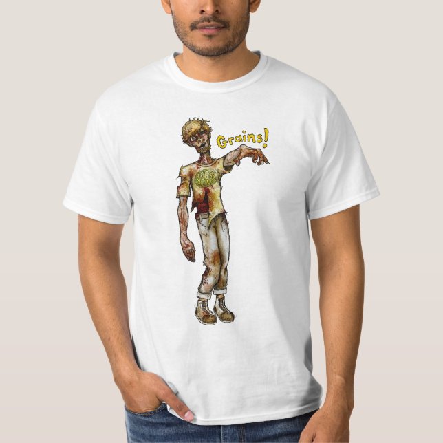 T-shirt Le zombi végétalien veut vos grains (Devant)