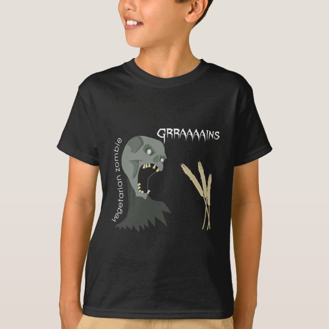 T-shirt Le zombi végétarien veut Graaaains ! (Devant)