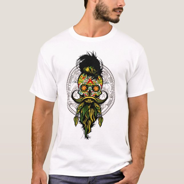 T-shirt leader mexican hipster skull tete de mort legendai (Devant)