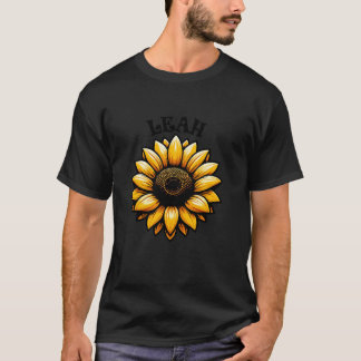 T-shirt Leah Sunflower Design pour les filles Nom Leah