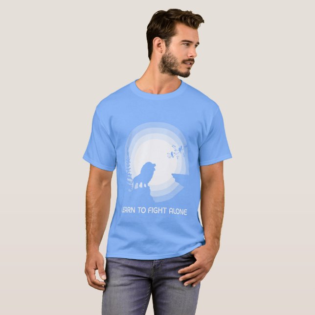 T-shirt Learn to Fight Alone – Lion Under Moonlight (Devant entier)