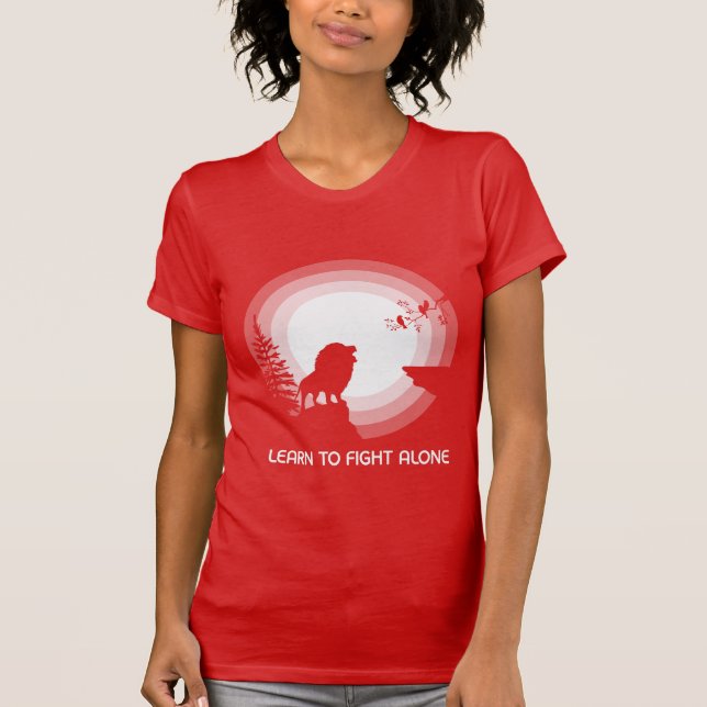 T-shirt Learn to Fight Alone – Lion Under Moonlight (Devant)