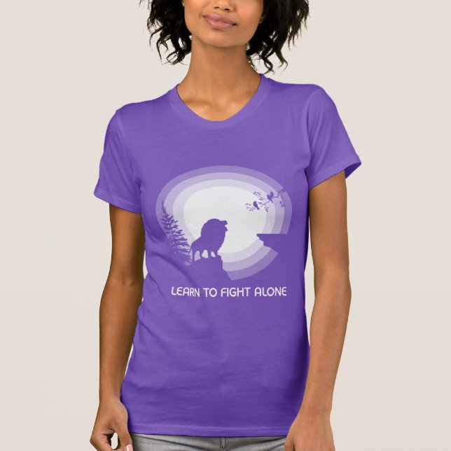 T-shirt Learn to Fight Alone – Lion Under Moonlight (Devant)