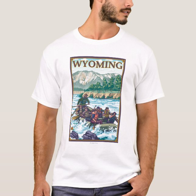 T-shirt L'eau blanche transportant par radeau - le Wyoming (Devant)