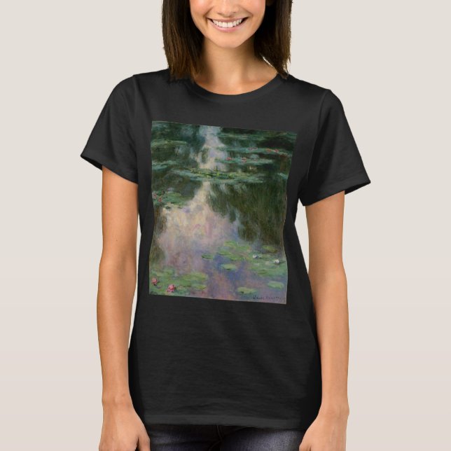T-shirt L'EAU MENSONNE EN ÉTANG VERT ROSE par Claude Monet (Devant)