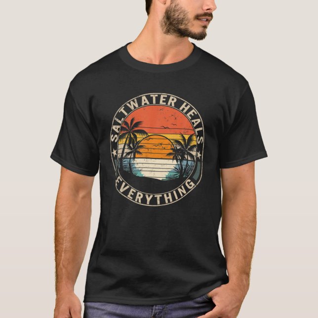 T-shirt L'eau salée guérit tout l'eau douce vacances Bea (Devant)