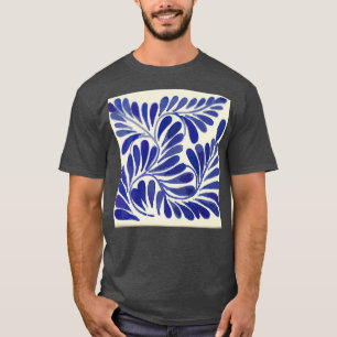 T-shirt Leaves branch cobalt blue talavera tile clay inter