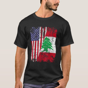 T-shirt LEBANESE ROOTS Half American Flag
