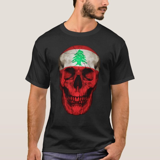 T-shirt Lebanon Flag Skull Lebanese Roots Proud Patriotic (Devant)