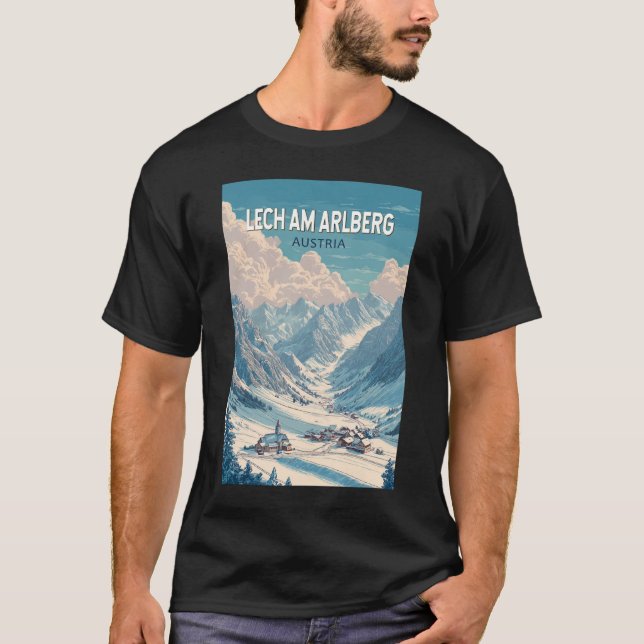 T-shirt Lech am Arlberg Autriche Illustration Travel Art (Devant)