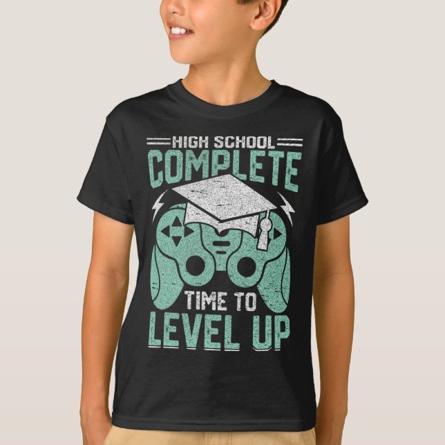 T-shirt L'École Complète Le Temps De Niveau Vidéo Jeu Grad (Devant)