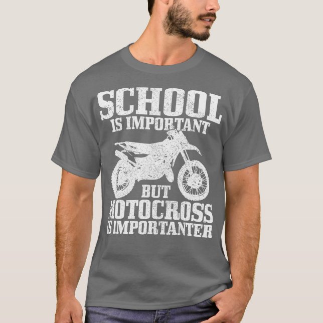 T-shirt L'École Est Importante, Mais La Motocross Est Impo (Devant)