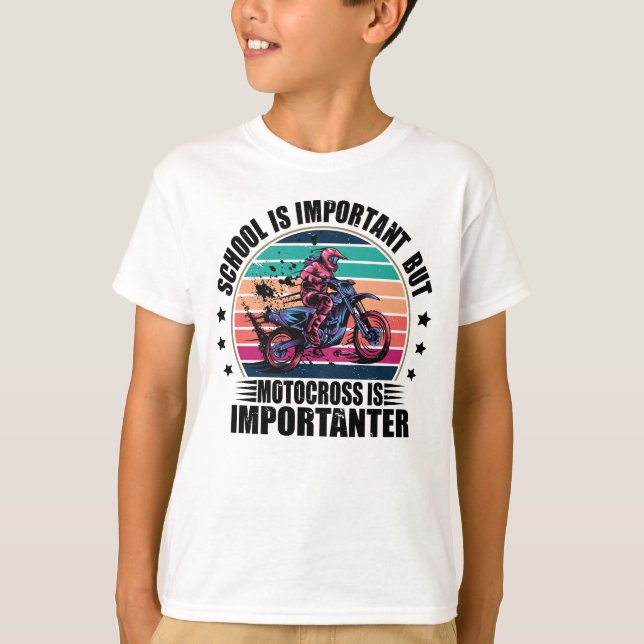 T-shirt L'École Est Importante, Mais La Motocross Est Impo (Devant)