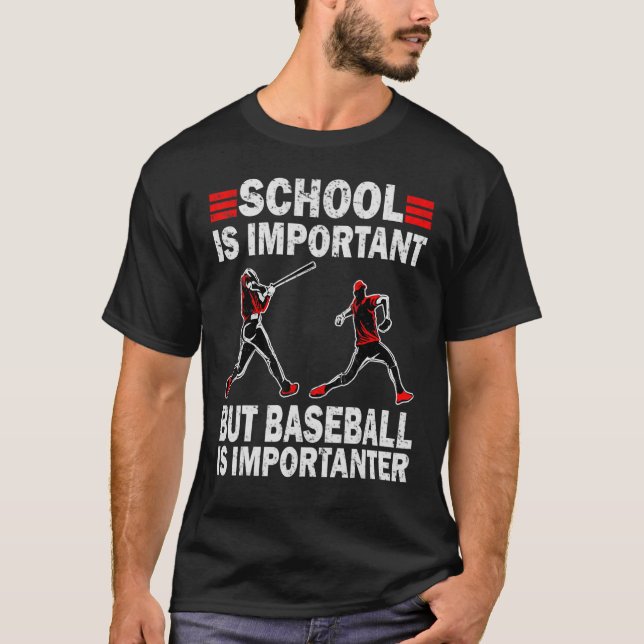 T-shirt L'École Est Importante, Mais Le Baseball Est Impor (Devant)