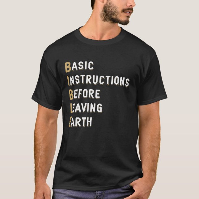 T-shirt Leçon biblique Instructions de base avant de quitt (Devant)