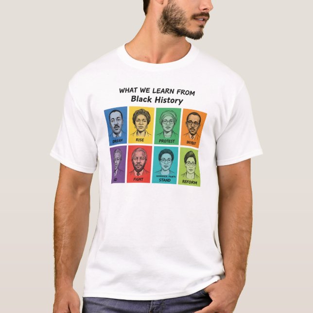 T-shirt Leçons d'histoire noire Graphique Inspirant (Devant)