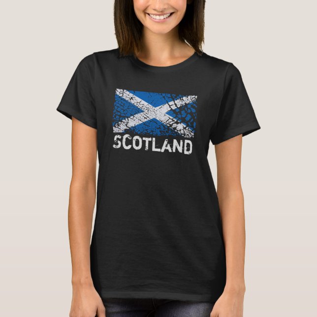 T-shirt L'Ecosse + Drapeau écossais grunge (Devant)