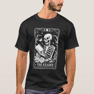 T-shirt Lecteur Carte Tarot Skeleton Lecture Livre Hallow