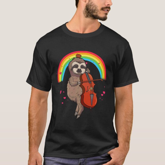 T-shirt Lecteur cello Sloth Musicien (Devant)